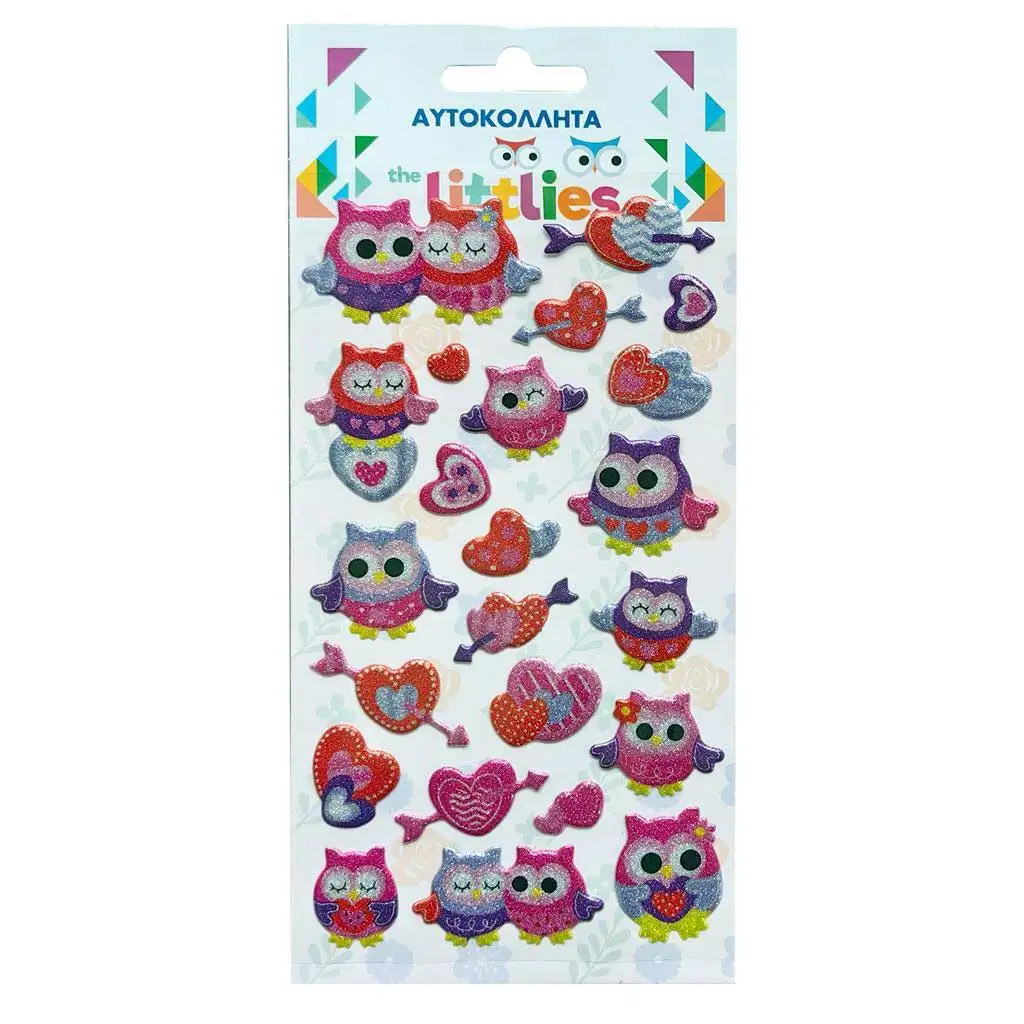 The Littlies: Блестящ комплект 3D пухкави стикери с бухал 10x22cm на лист изображение 1