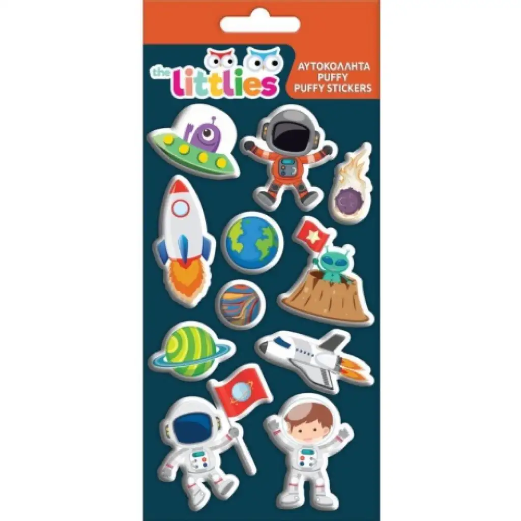 The Littlies: Космос 3D пухкави стикери комплект 10x22см лист изображение 1