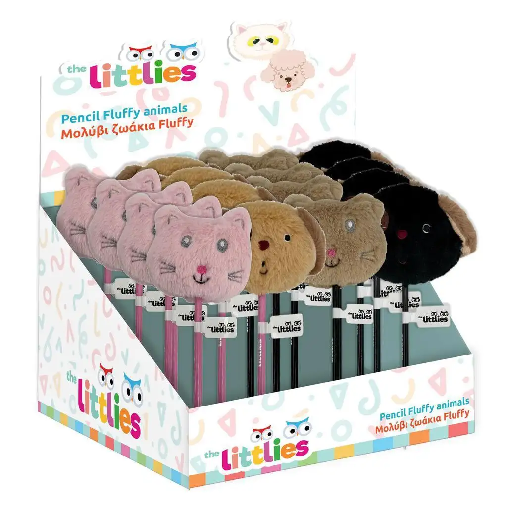 The Littlies: Мека молив с глави на животни различни 1бр изображение 1