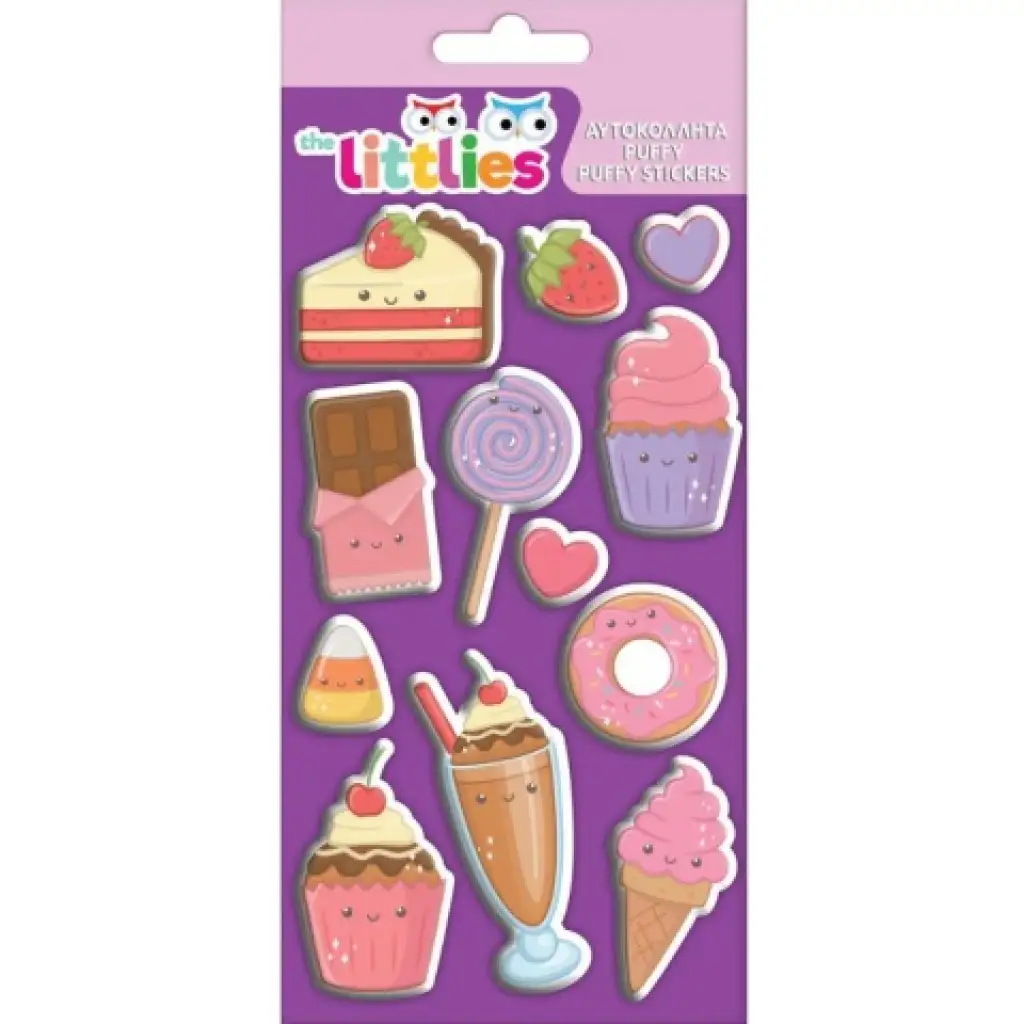 The Littlies: Сладки 3D пухкави стикери комплект 10x22см лист изображение 1