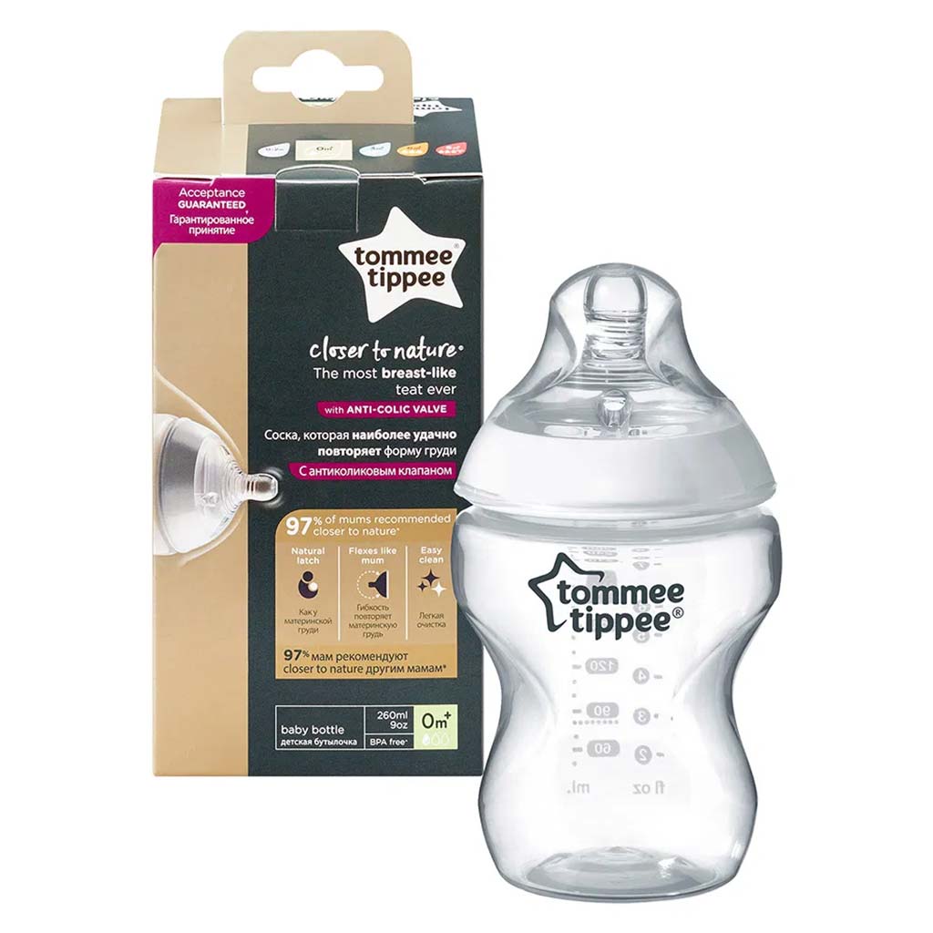 Tommee Tippee: Closer To Nature прозрачно шише 260ml (0 м+) изображение 2