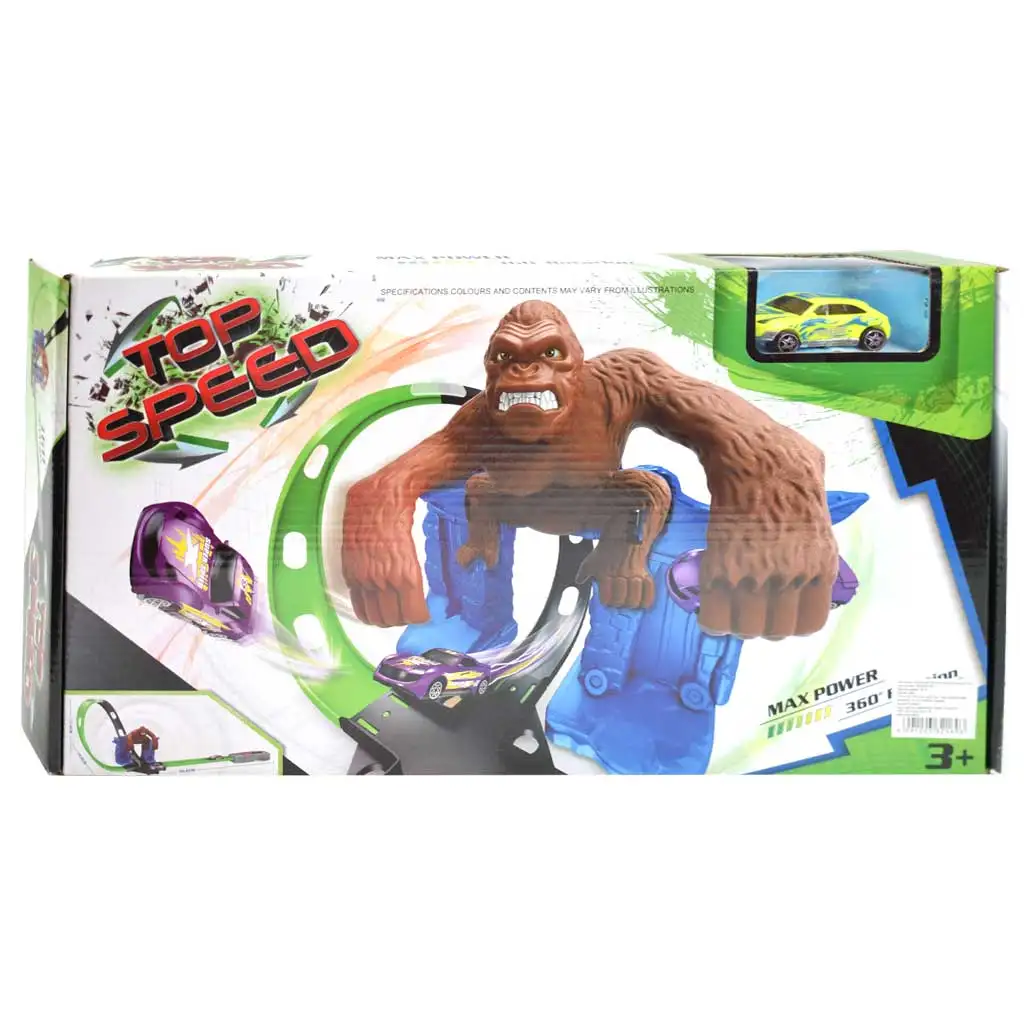 Top Speed: King-Kong 360° двойна супер хипер писта с фигура на горила и 1бр. количка 1/64 изображение 1