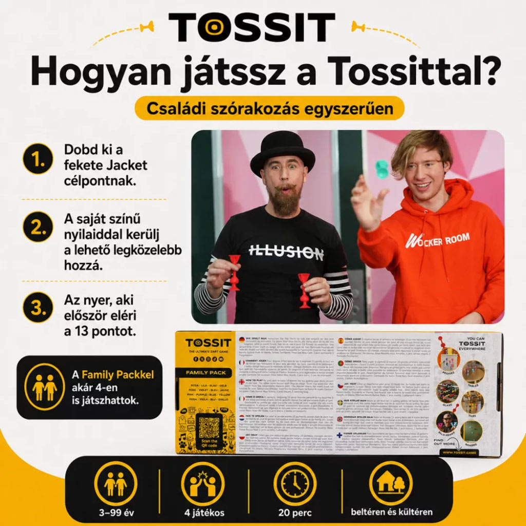Tossit Family Pack – Червен, Тюркоаз, Син, Жълт дартс с лепящи се дискове изображение 3