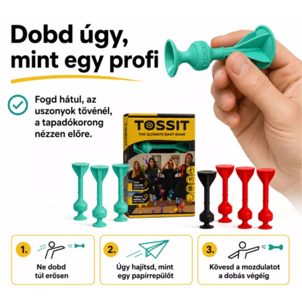 Tossit Starter Pack червен-турски силиконов дартс с лепкащи дискове изображение 4