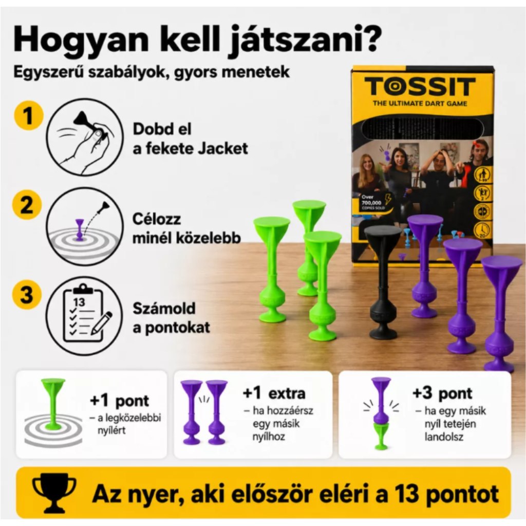 Tossit Starter Pack лилаво-зелено силиконово дартс с прилепващи дискове изображение 3