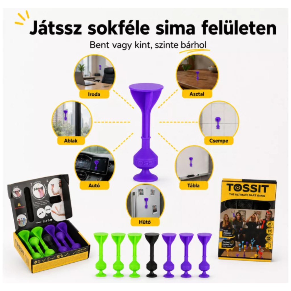 Tossit Starter Pack лилаво-зелено силиконово дартс с прилепващи дискове изображение 5