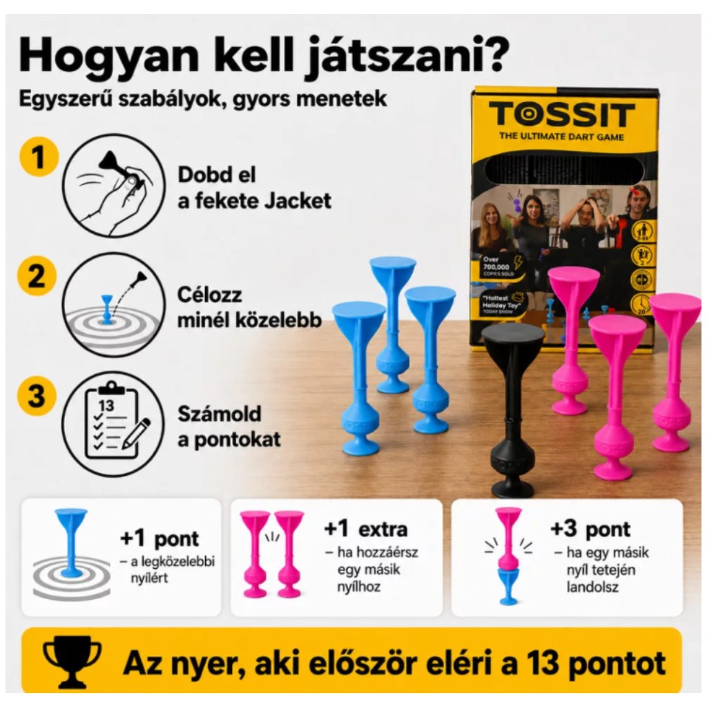 Tossit Starter Pack розово-синьо силиконово дартс с присоски изображение 3