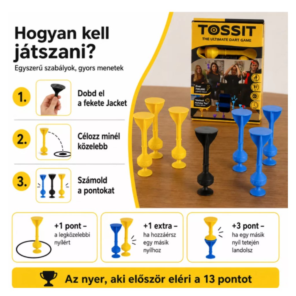 Tossit Starter Pack синьо-жълт силиконов дартс с присоски изображение 3