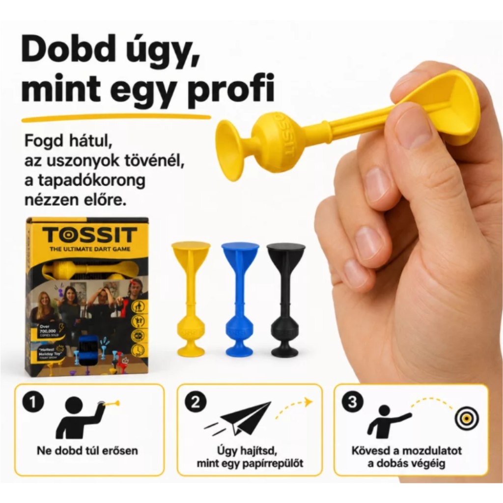 Tossit Starter Pack синьо-жълт силиконов дартс с присоски изображение 4