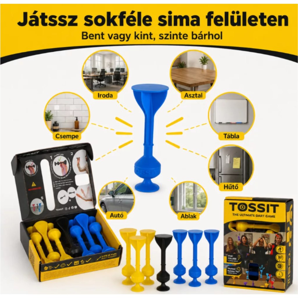 Tossit Starter Pack синьо-жълт силиконов дартс с присоски изображение 5