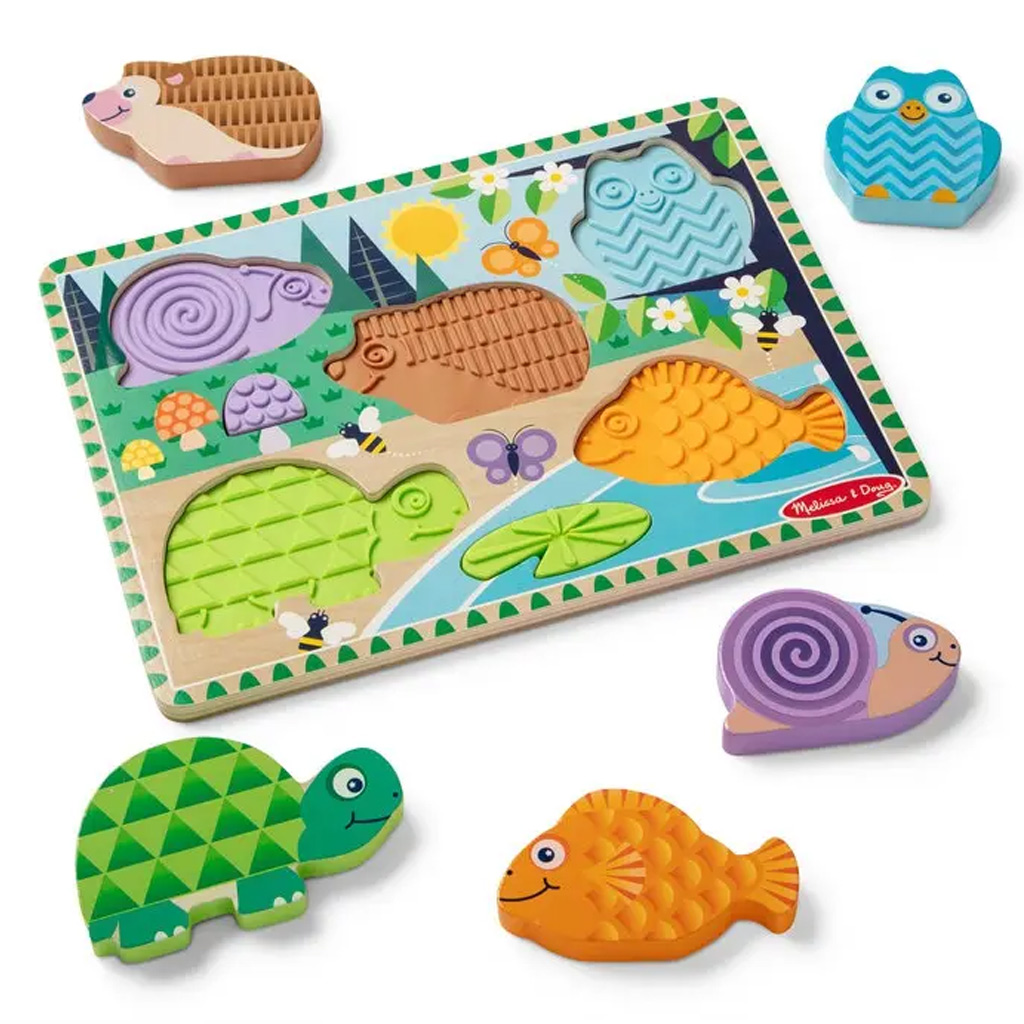 Touch & Feel Горски животни дървен тактилен пъзел - Melissa & Doug изображение 2
