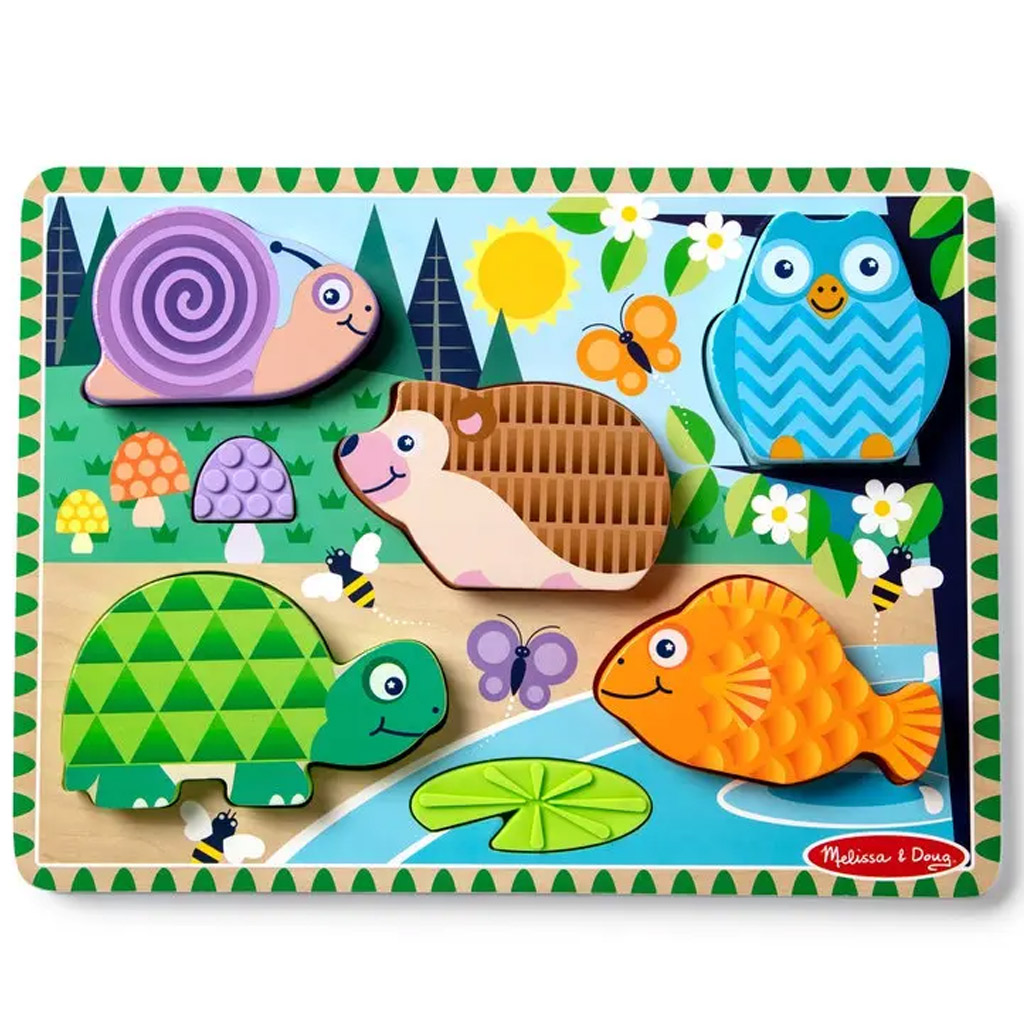 Touch & Feel Горски животни дървен тактилен пъзел - Melissa & Doug изображение 1