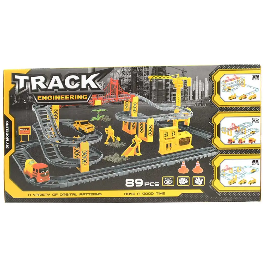 Track Engineering състезателна писта комплект с строителни машини и работници 89бр. изображение 2