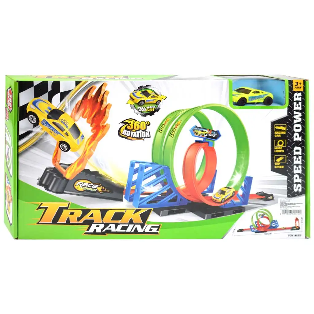 Track Racing: 360°-ова двойна супер примка състезателна писта с 1бр количка 1/64 изображение 1