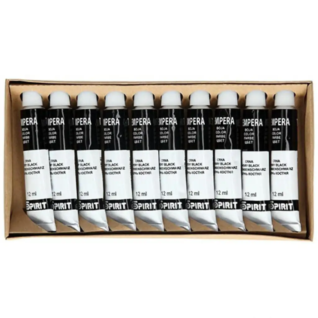 Тубусна темпера черен цвят 12ml 1бр изображение 1