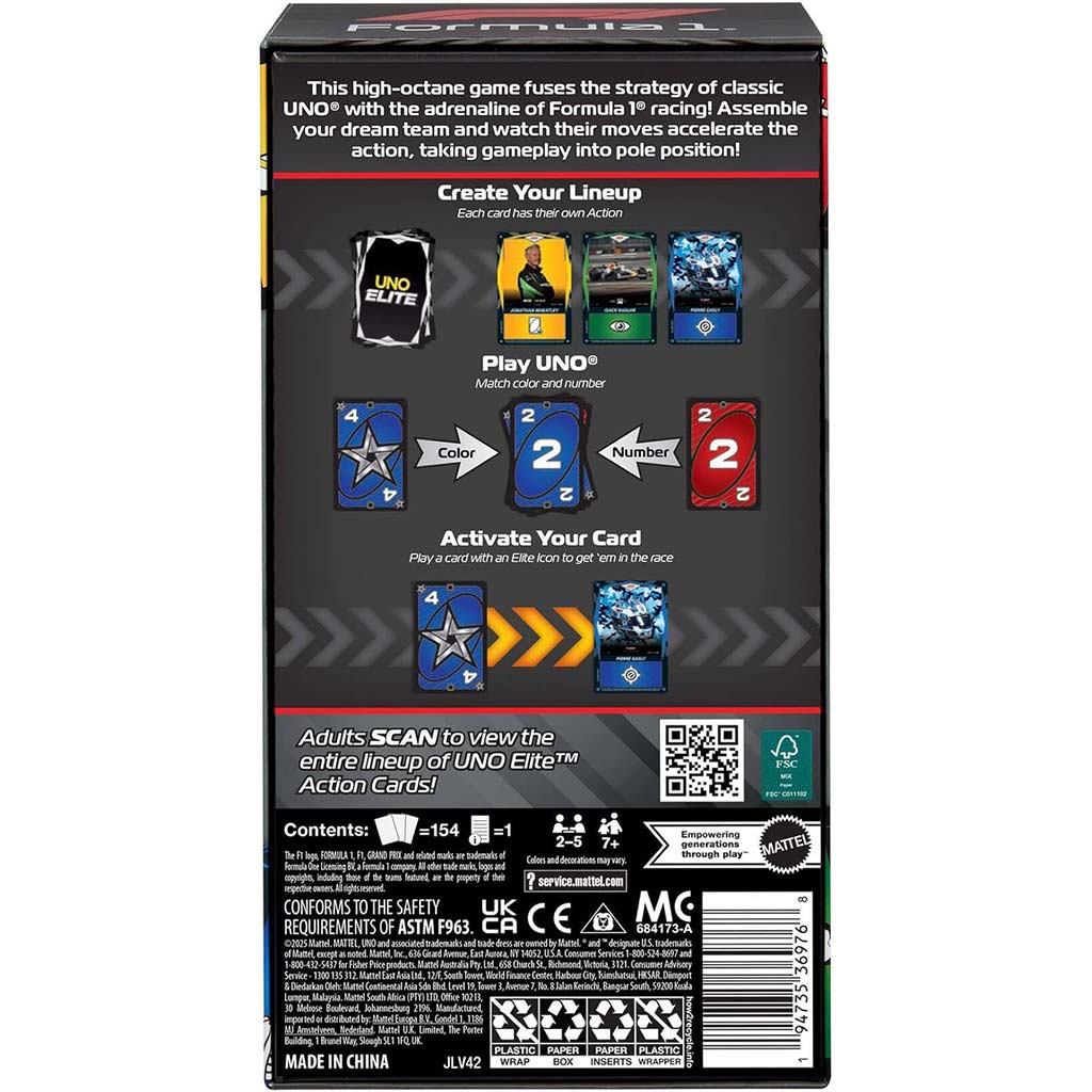 UNO Elite F1 картова игра - Mattel изображение 5