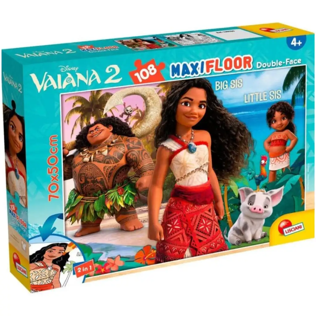 Vaiana 2 2 в 1 108 части пъзел и оцветяване 70x50см - Lisciani изображение 1