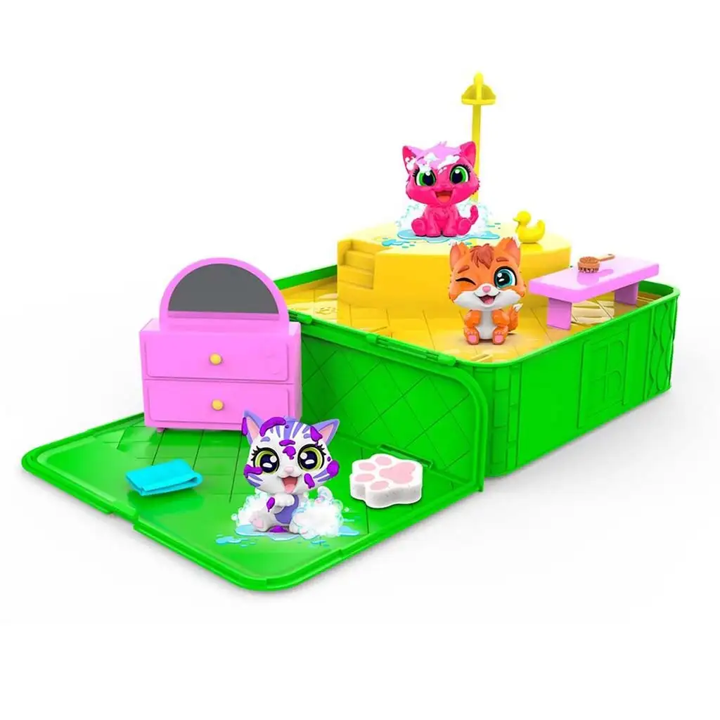 Washy Friends: Color Reveal Панчо котки с джакузи и аксесоари изображение 2