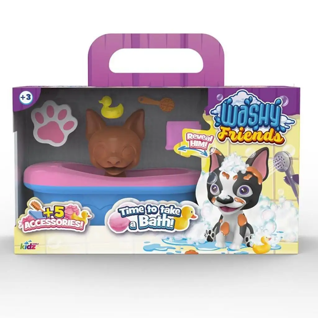 Washy Friends: Color Reveal паничка Boston Terrier кученце с вана и аксесоари изображение 1