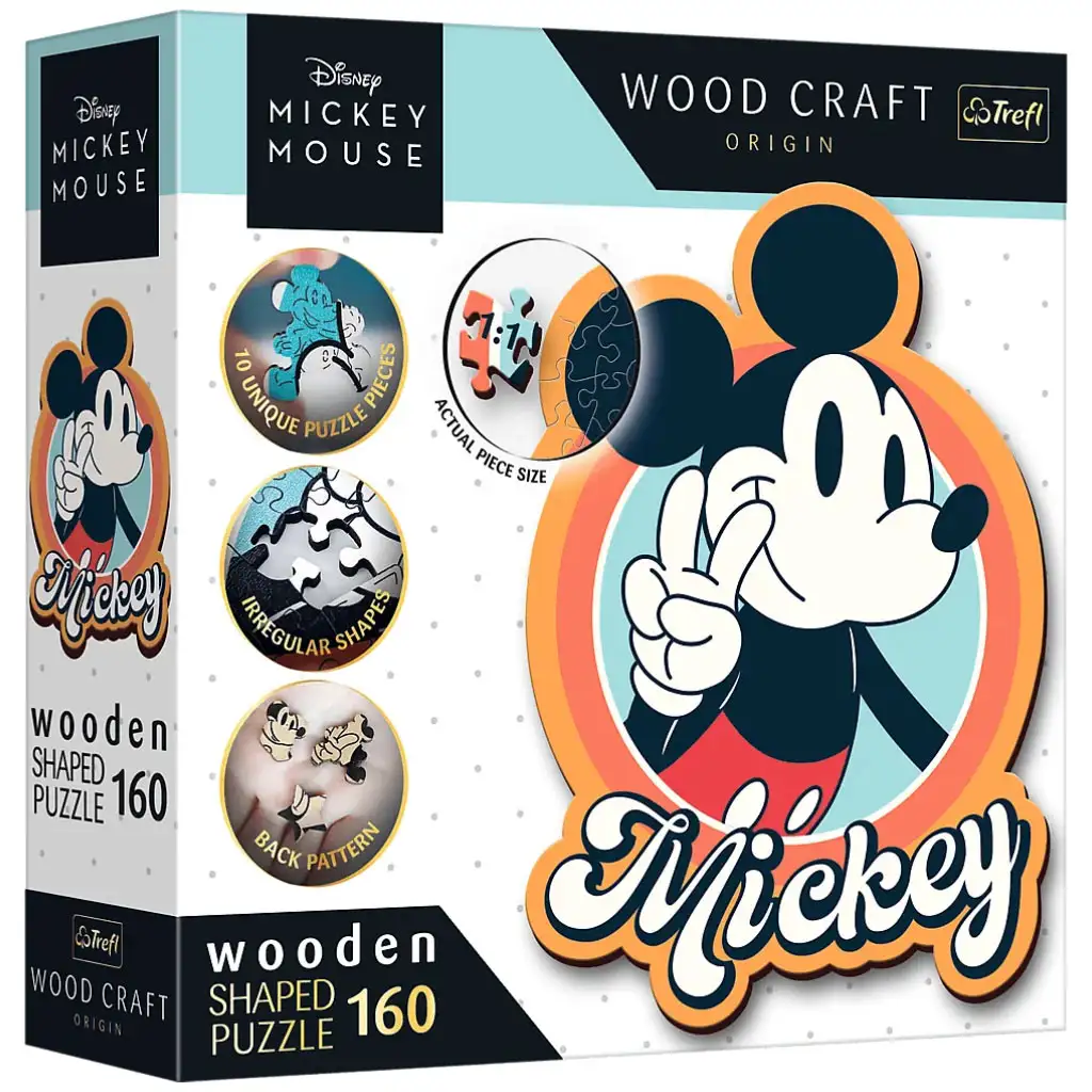 Wood Craft: Disney - Ретро Мики Маус 160 части премиум дървен пъзел - Trefl изображение 1
