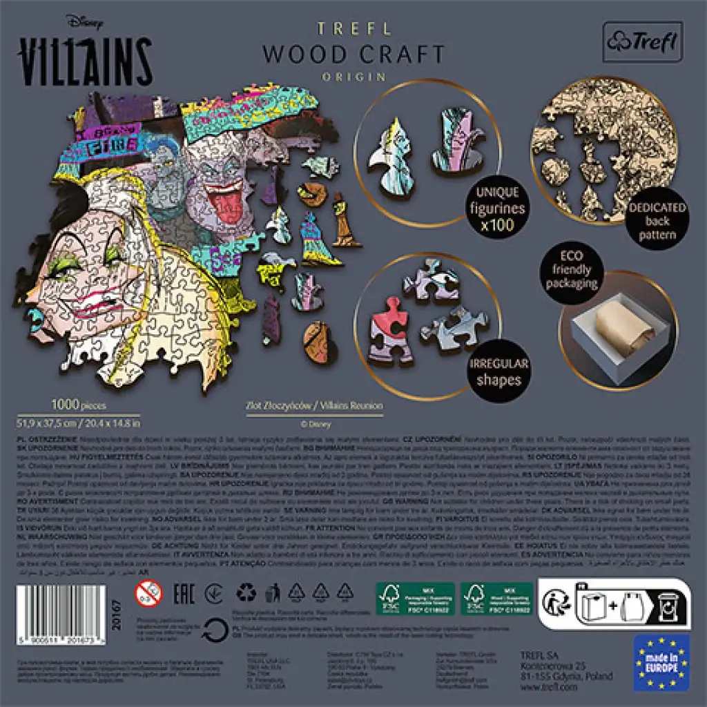 Wood Craft: Disney Злодеи 1000 части пъзел - Trefl изображение 3