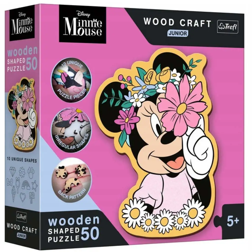 Wood Craft Junior: Светът на Disney Мини мишка дървен пъзел 50бр - Trefl изображение 1