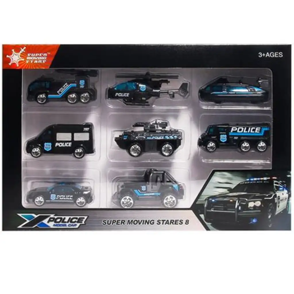 X-Police комплект полицейски колички 8бр. изображение 1