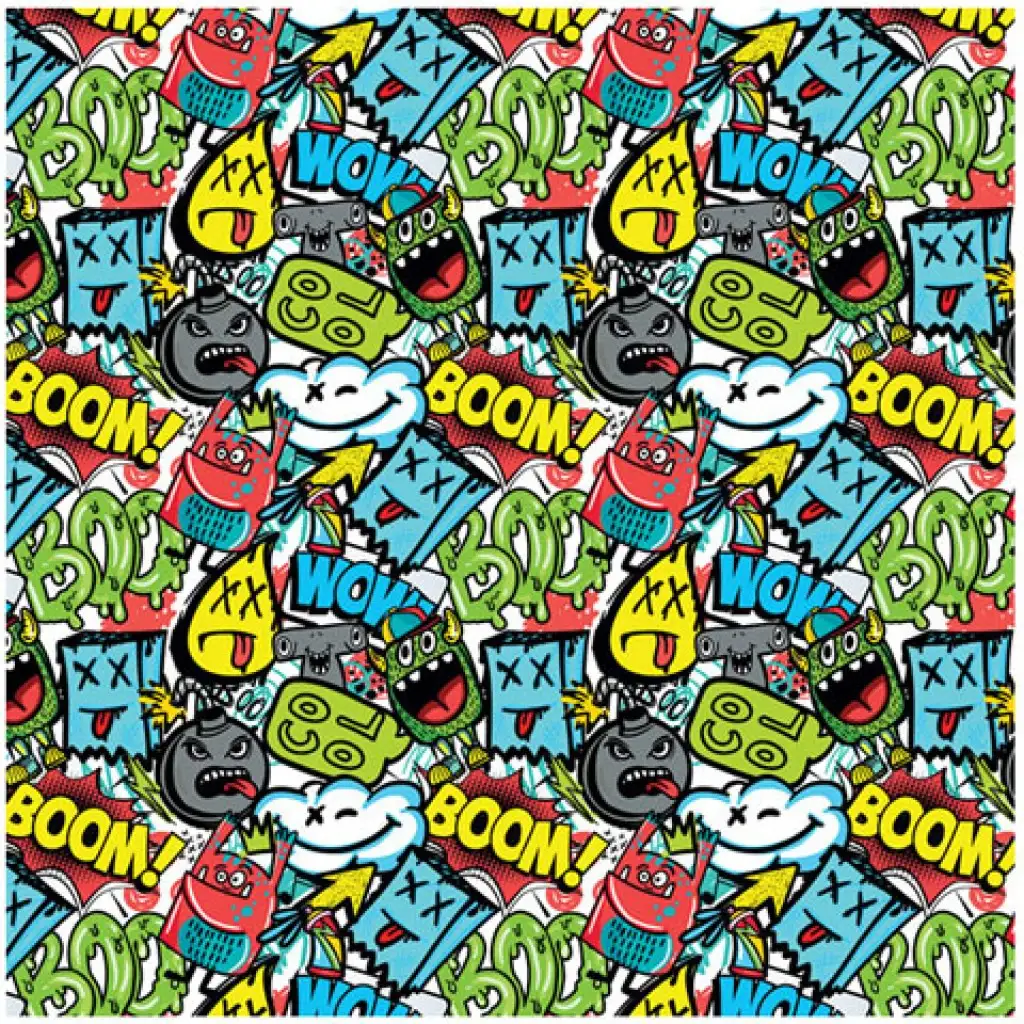 Зелен BOOM шарен опаковъчен хартия 100x70cm изображение 1