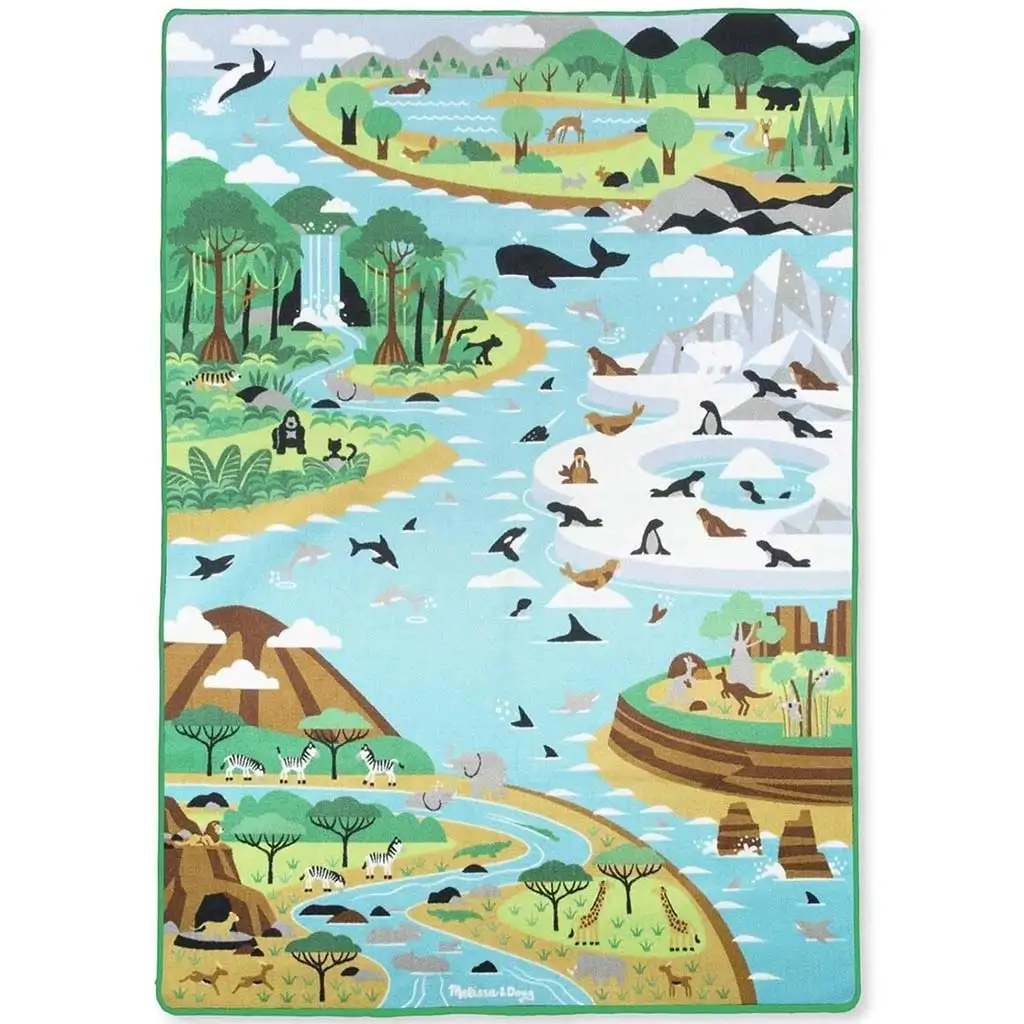 Животински хабитат играчка килим с животински фигури 200x150см - Melissa & Doug изображение 2