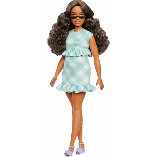 Barbie: Fashionista стилна кукла в зелено-бяло каре - Mattel изображение 2