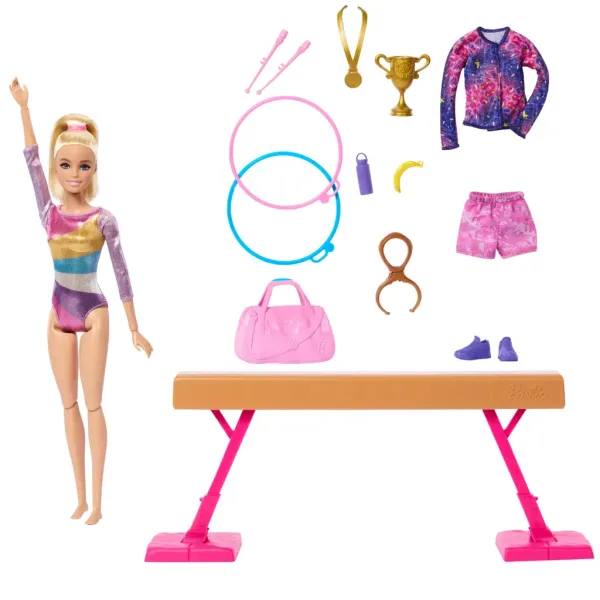 Barbie: Играчка комплект с гимнастичка кукла и аксесоари - Mattel изображение 2
