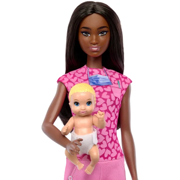 Barbie кариерна кукла педиатър с кафява коса, комплект за игра - Mattel изображение 3