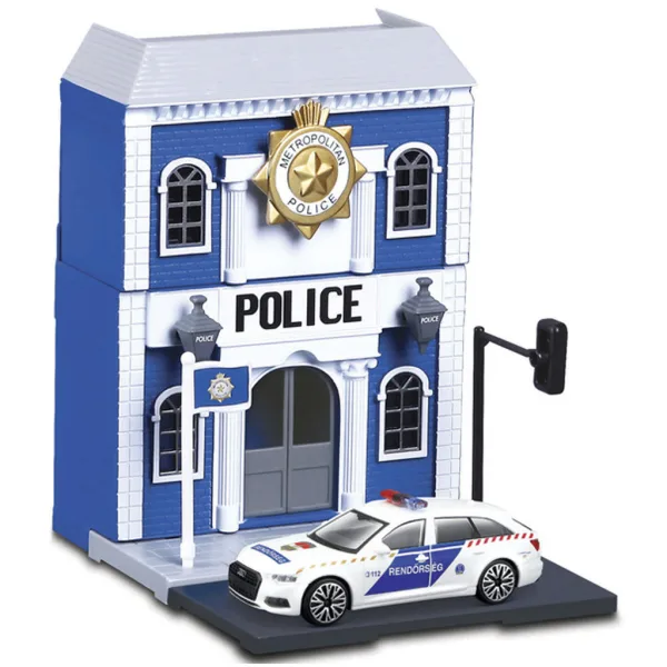 Bburago city - Audi A6 полицейска кола и полицейски участък 1 /43 изображение 3