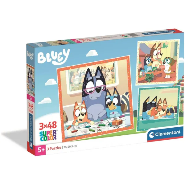 Bluey 3x48бр. Super Color пъзел - Clementoni изображение 1