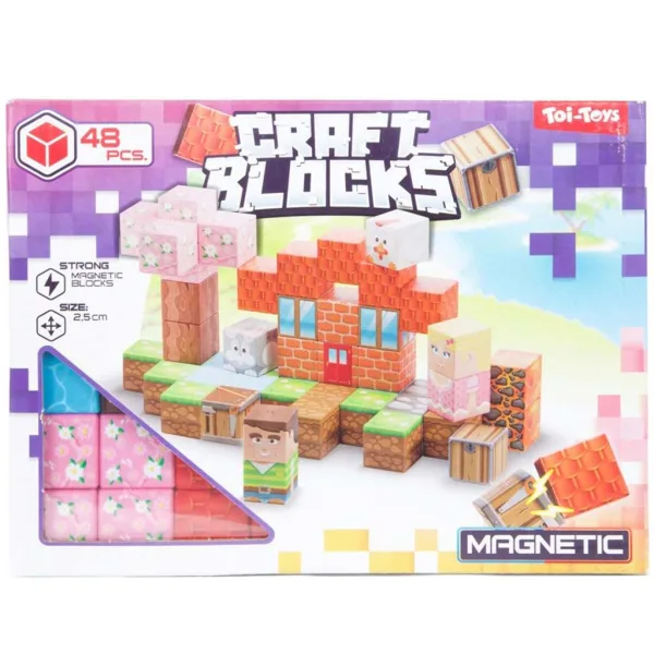 Craft Blocks магнитен конструктор, 48 части – в два варианта изображение 2