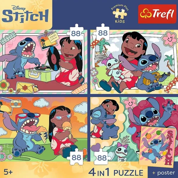 Disney Lilo & Stitch - 4 x 88 бр. Premium Plus Kids пъзел - Trefl изображение 2