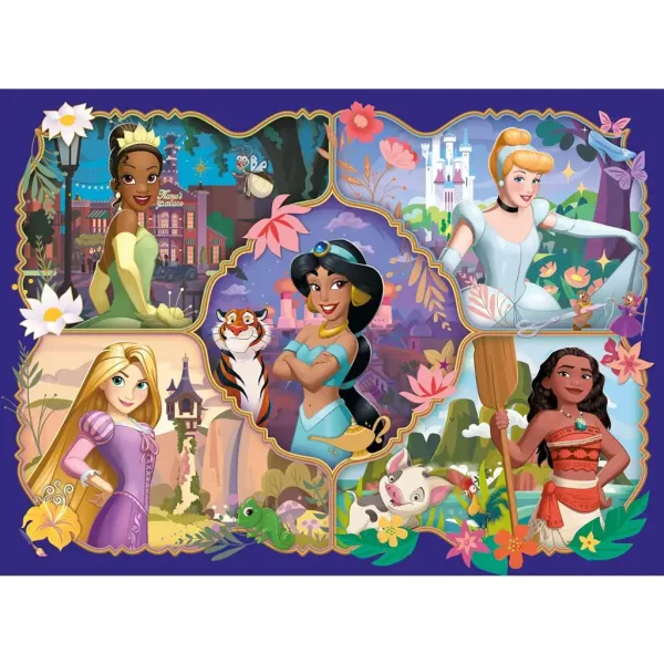 Disney принцеси и техните животни 2 в 1 24бр. Eco мини пъзел и оцветяване 35x25см - Lisciani изображение 2