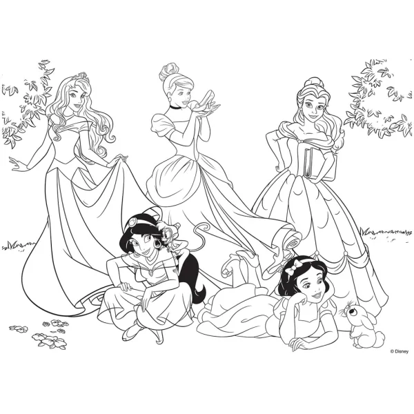 Disney Принцеси - Вълшебството на приказната градина 2 в 1 60 части пъзел и оцветяване 50x35см - Lisciani изображение 3
