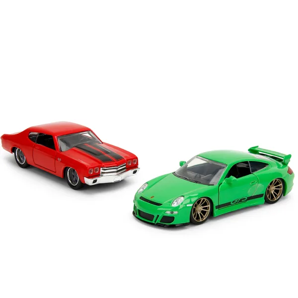 Fast & Furious Legacy Series – Dom Chevrolet Chevelle SS и Porsche 911 GT3 (997) метален автомобилен модел комплект - Jada Toys изображение 2