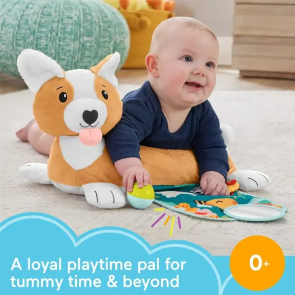Fisher-Price: Кученце Коргий Нараствай с мен възглавница с дрънкалка, гризалка и огледало - Mattel изображение 2