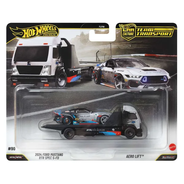 Hot Wheels: Aero Lift автомобилен транспортьор и 2024 Ford Mustang RTR SPEC 5-FD количка 1/64 - Mattel изображение 1