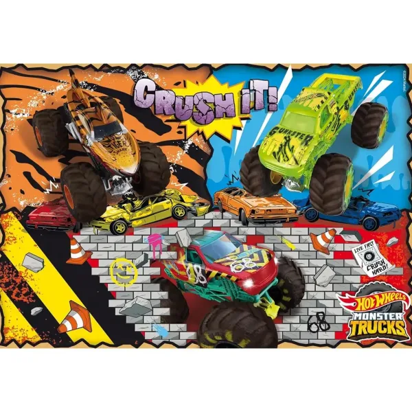 Hot Wheels Monster trucks 2 x 60бр. макси подови пъзели 50x35см - Lisciani изображение 2