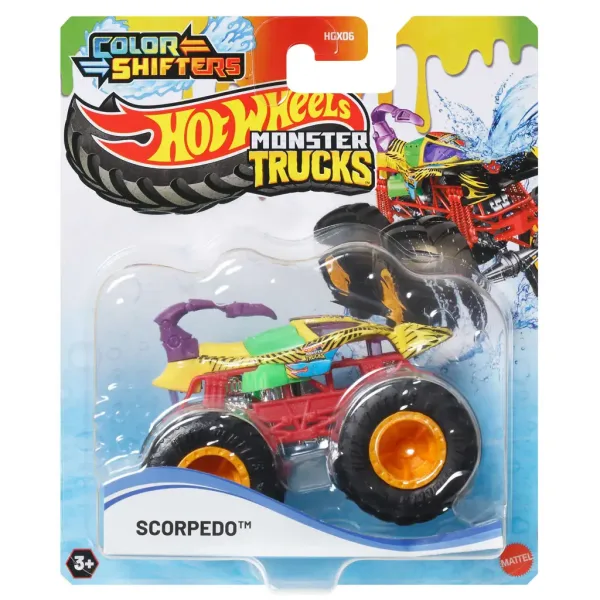 Hot Wheels Monster Trucks: Цветен монстър автомобил - Scorpedo - Mattel изображение 1