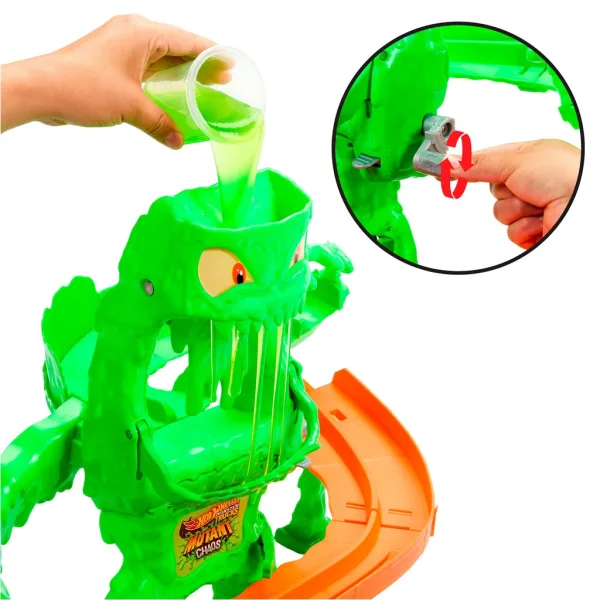 Hot Wheels Monster Trucks Слизест звяр Хаос Писта - Mattel изображение 3