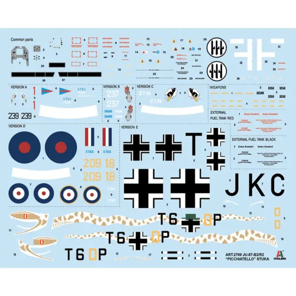 Italeri 1/48 Ju 87 B-2/R-2 Picchiatello самолетен модел изображение 2