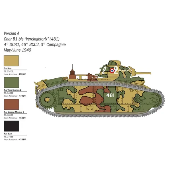 Italeri 1/56 Char B1 Bis танк модел изображение 3