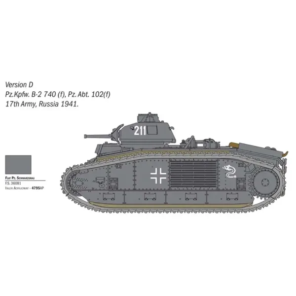 Italeri 1/56 Char B1 Bis танк модел изображение 4