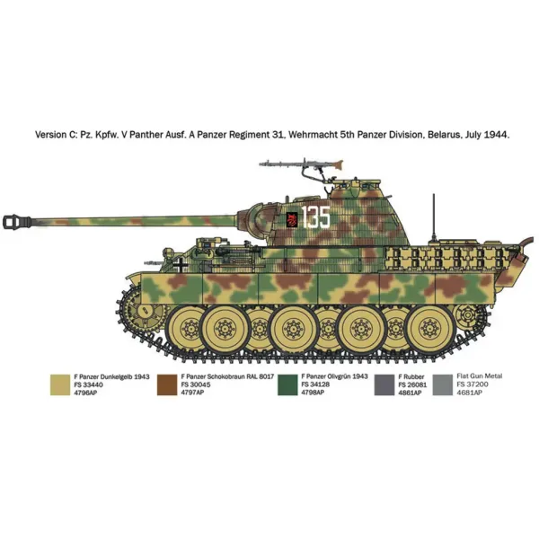 Italeri 1/72 Pz. Kpfw. V Panther Ausf. A Пантера танк модел изображение 5