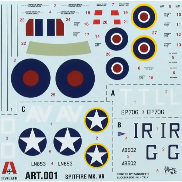 Italeri 1/72 Spitfire Mk. Vb изтребител модел изображение 2