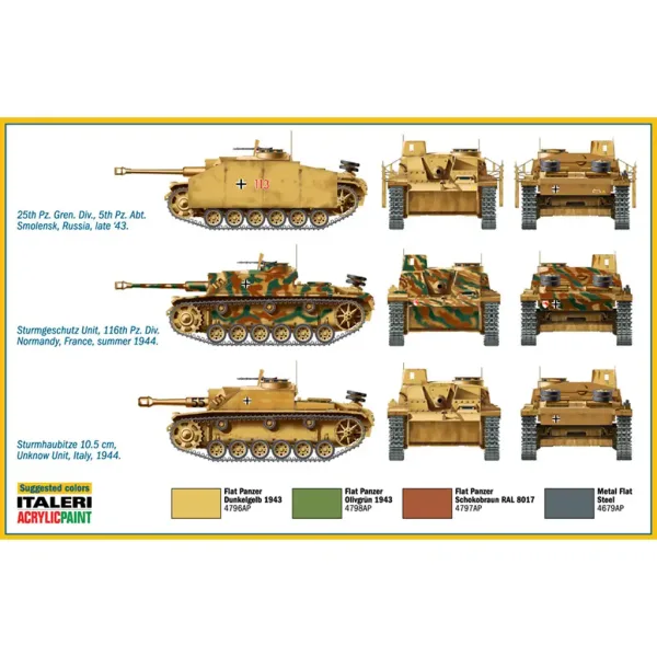 Italeri 1/72 Sturmgeschütz III штурмова машина 2бр. комплект за моделиране изображение 3